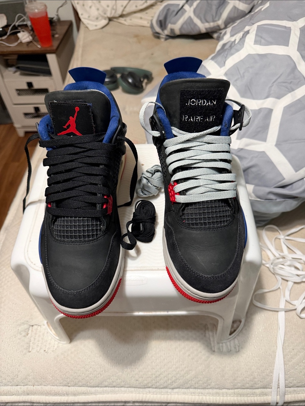 Jordan Men’s Black/Blue/Red Retro Basketball Sneakers Jordan retro 4 Rare Air